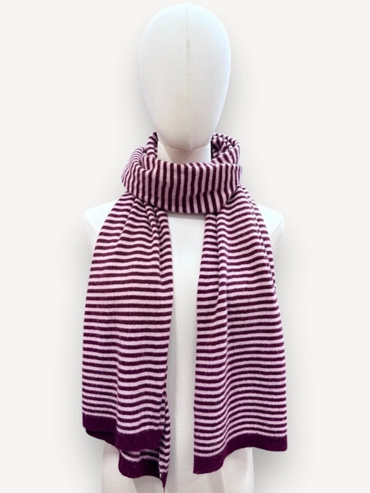 Cashmere striped scarf - burgundy & roze