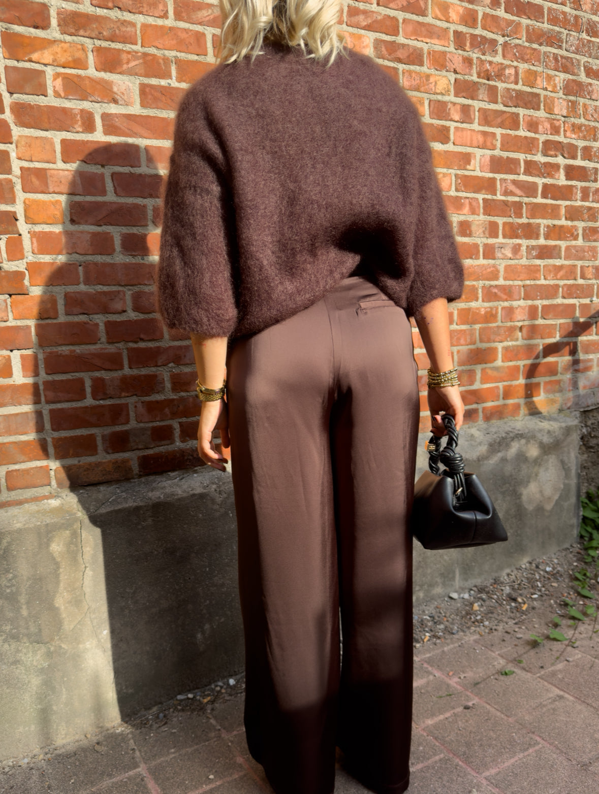 Broek satin bruin