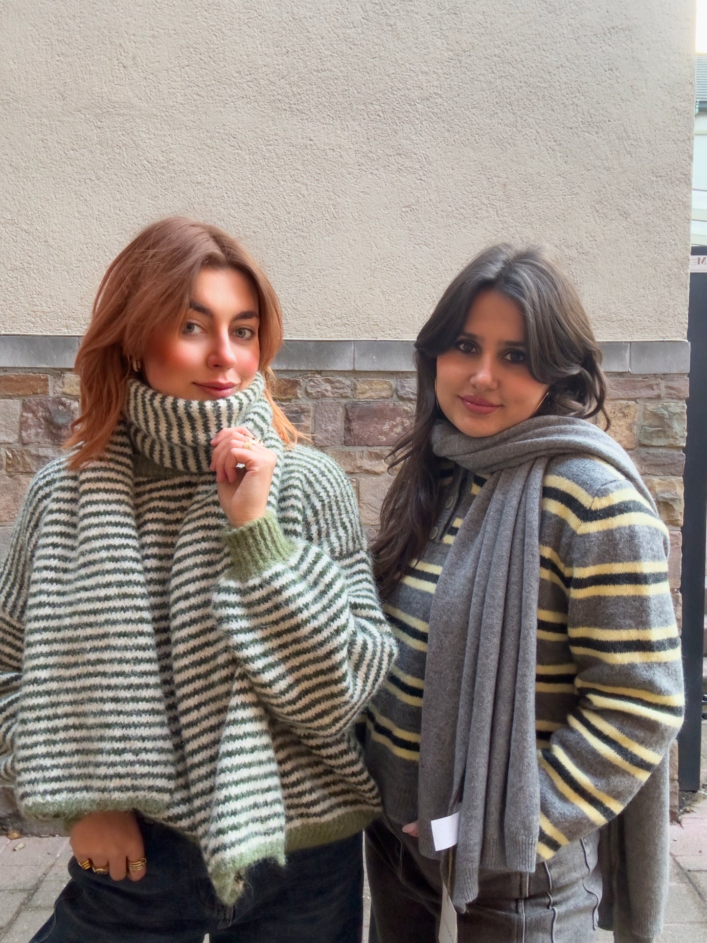 Striped knit - groen & creme