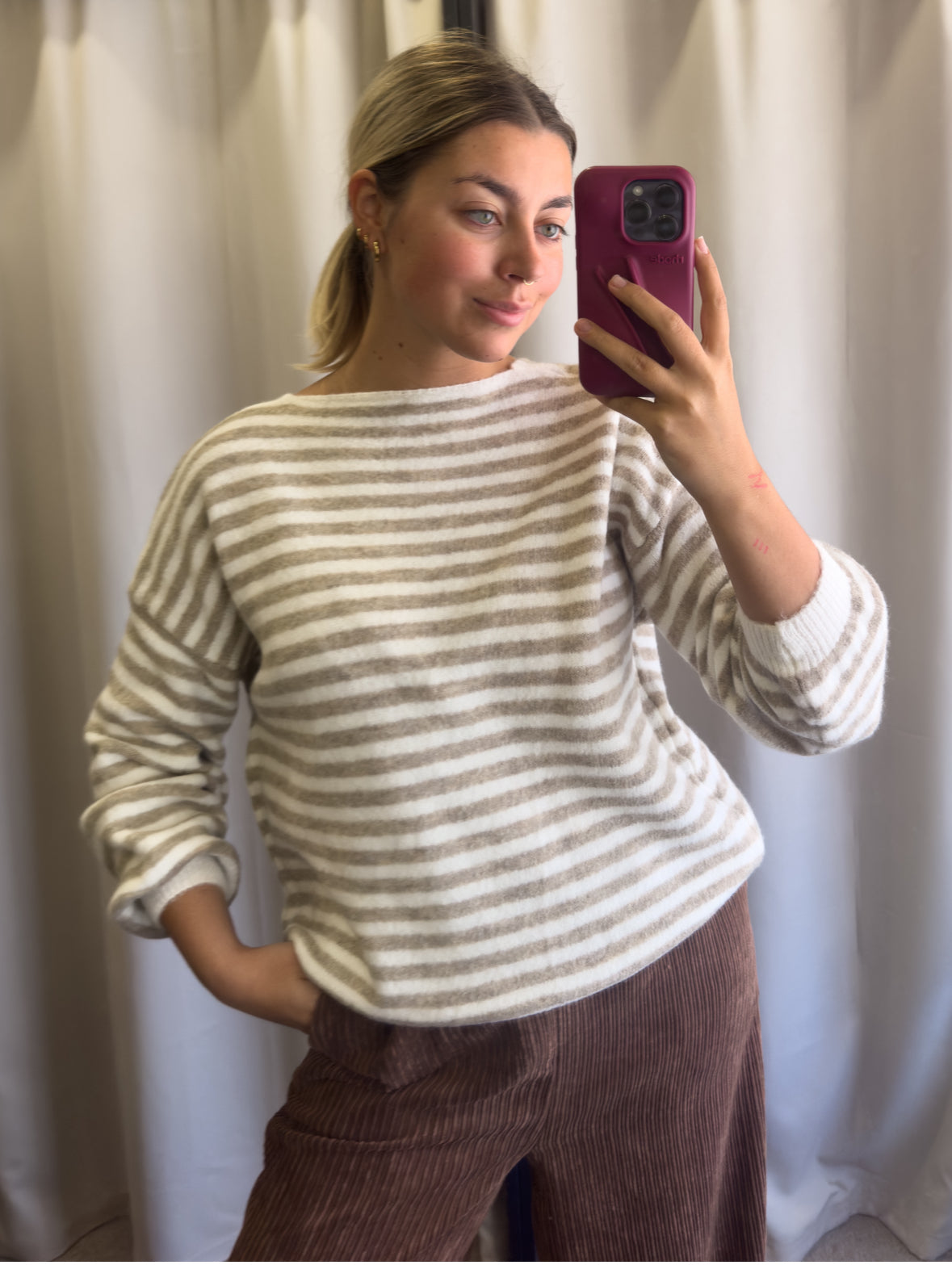 Jackie two-way knit beige