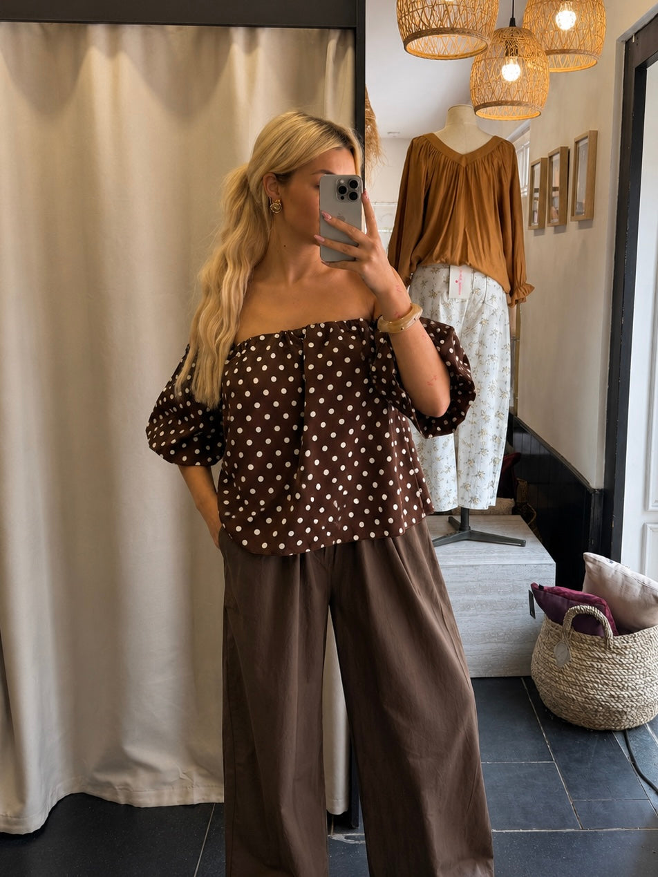 Blouse - Polka Dot Brown