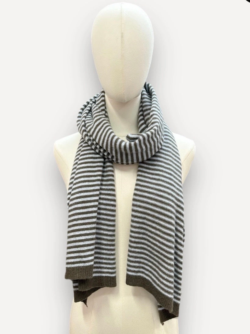 Cashmere striped scarf - bruin & blauw