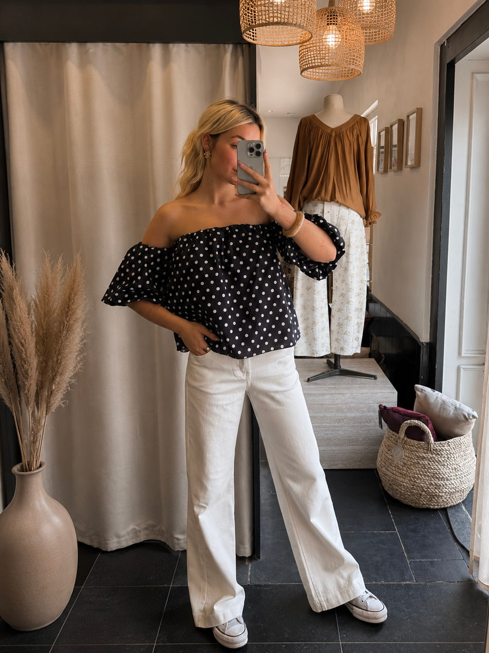 Blouse - Polka Dot Darkblue