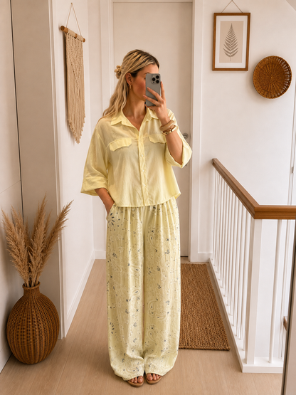 Broek Paisley - Butter Yellow