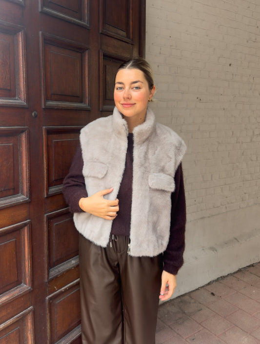 Gigi - faux fur bodywarmer grey