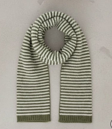 Striped scarf - groen & creme