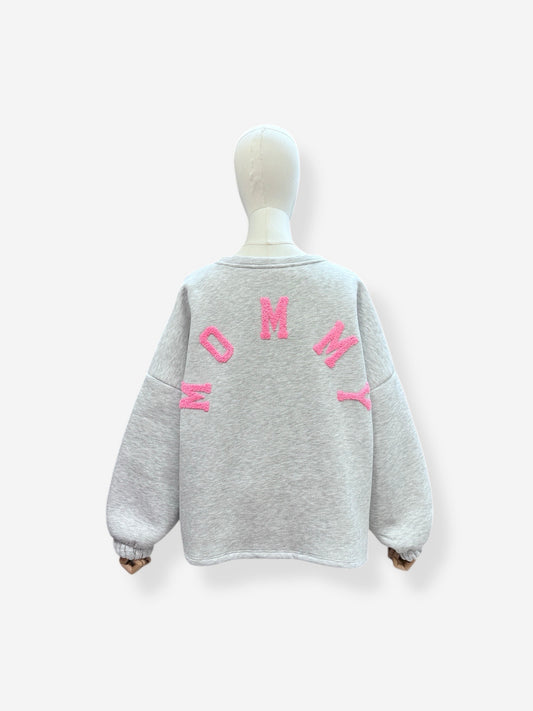 Sweater Mommy grijs/roze