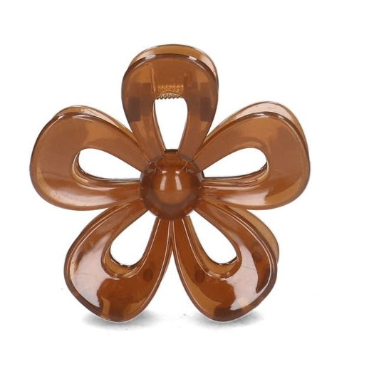 Flower Hairclip Clear Brown