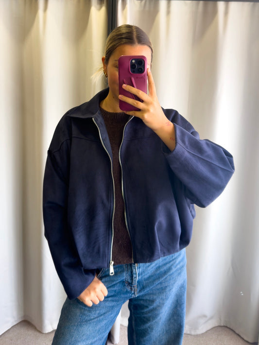 Beau suede look jacket dark blue