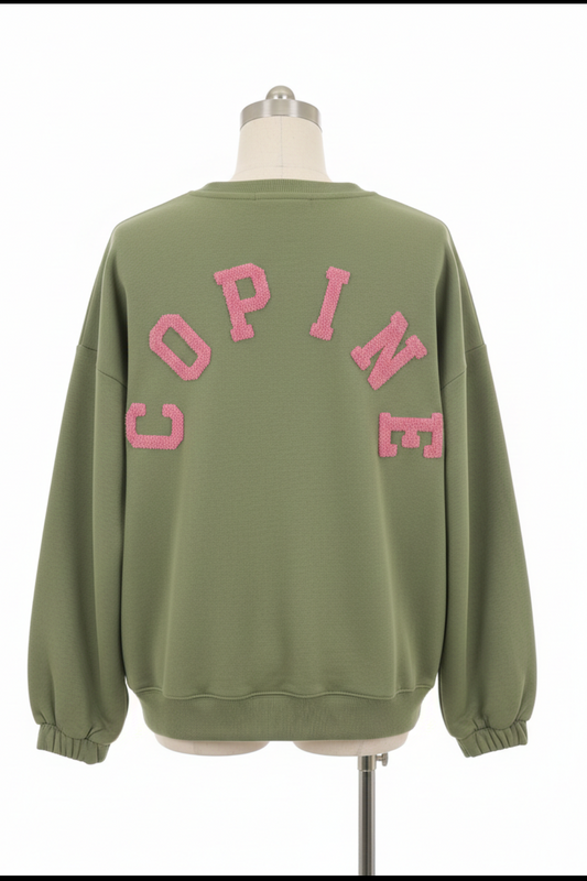 Sweater Copine sage/roze