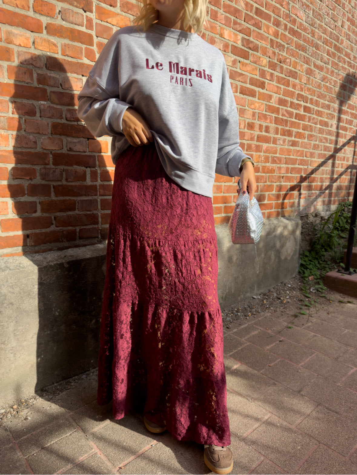 Rok lacy burgundy
