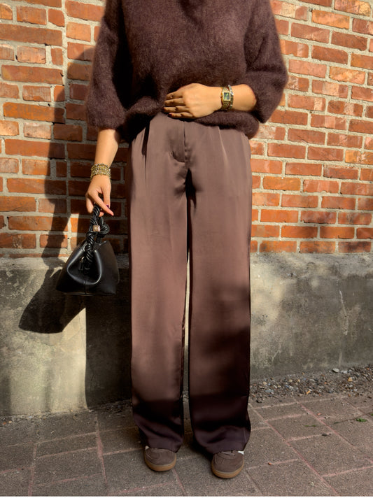 Broek satin bruin
