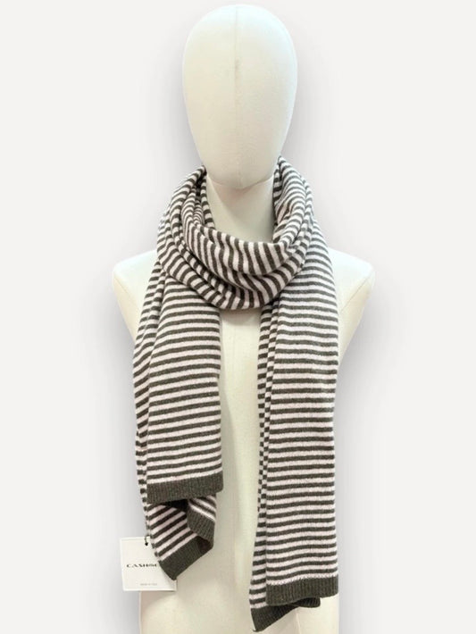 Cashmere striped scarf - bruin & roze