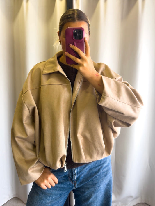 Beau suede look jacket beige