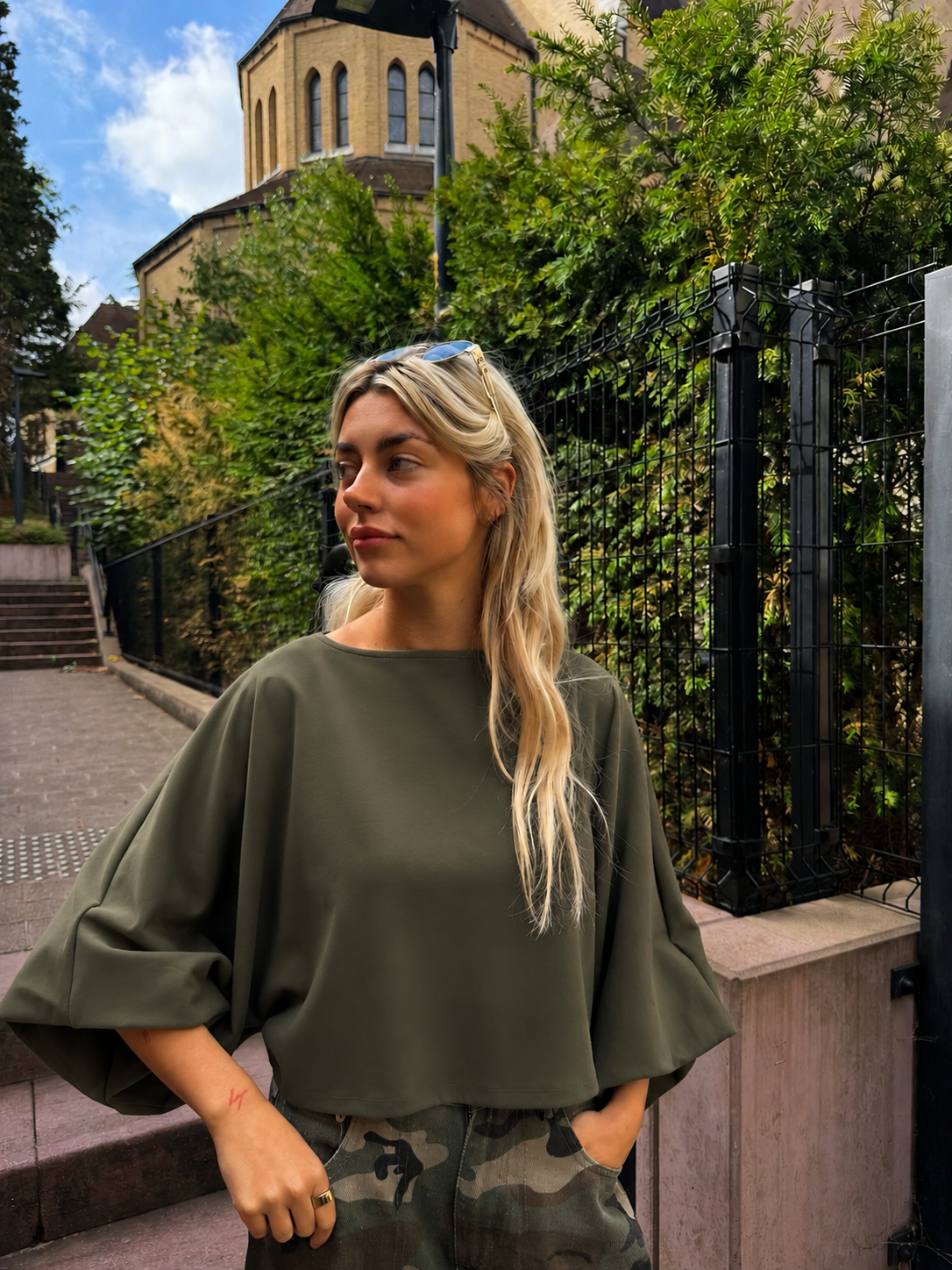 Léonie balloon blouse Kaki