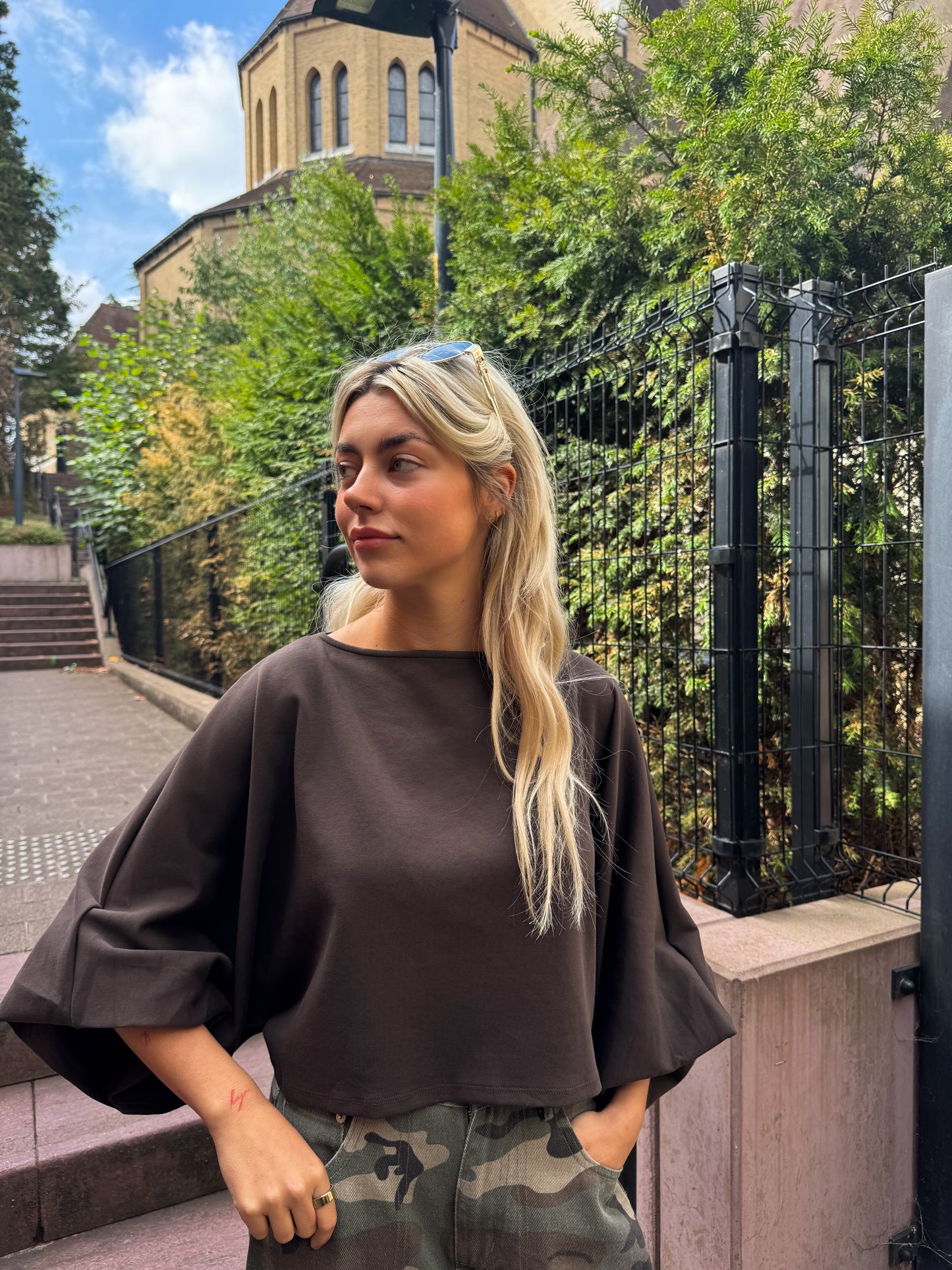 Léonie balloon blouse Brown