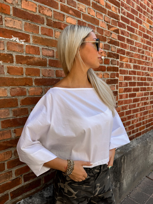 Luna boothals blouse - white
