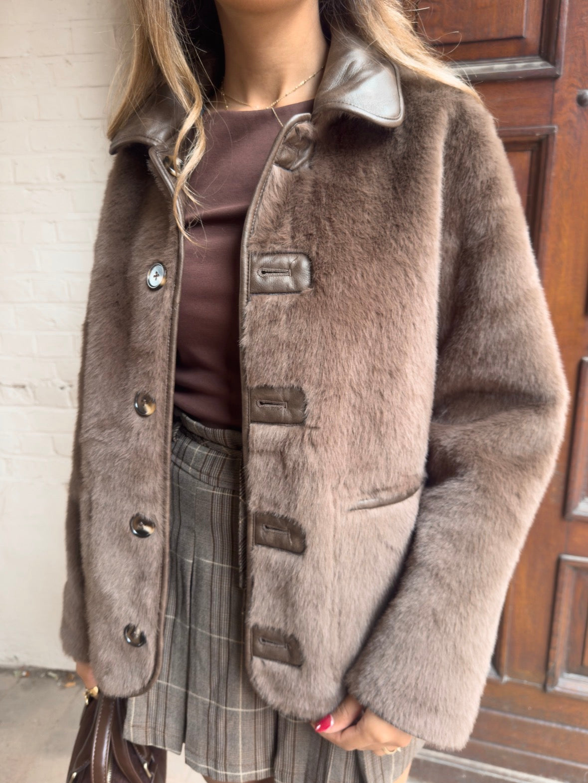 Leila reversible coat brown