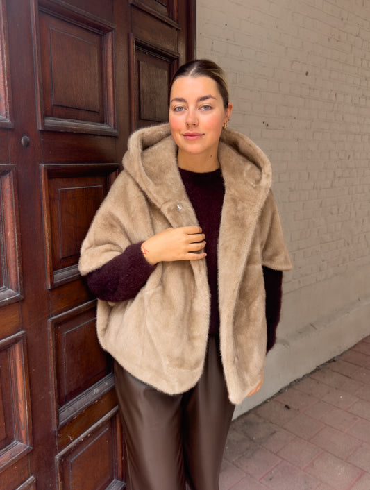 Gigi - faux fur jacket taupe