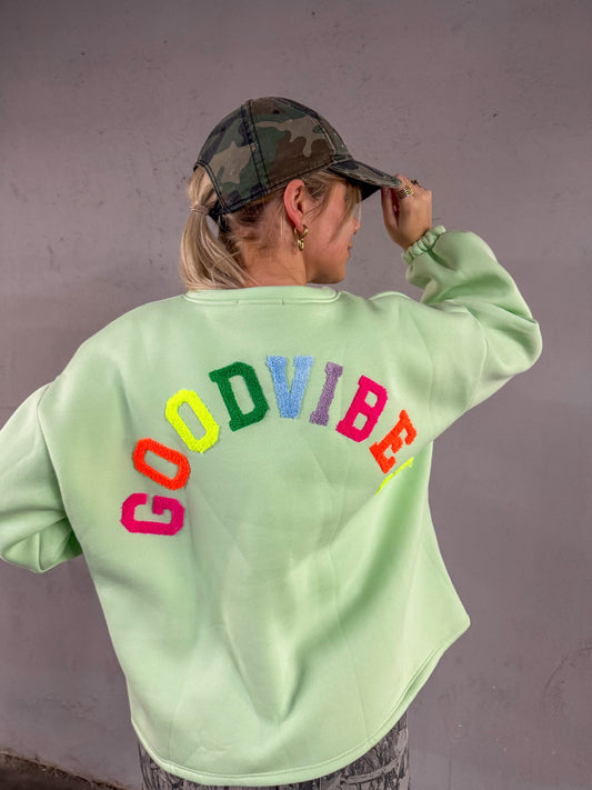 Good vibes sweater munt