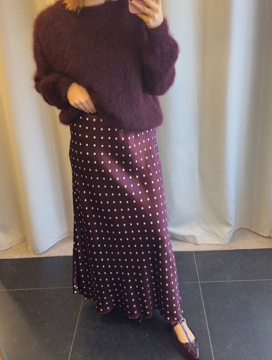 Satin polka dot skirt