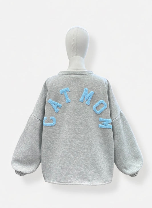 Pre-order Cat mom sweater blauw
