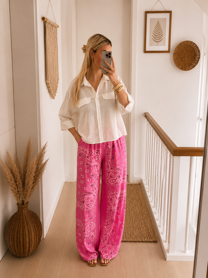 Broek Paisley - Fuchsia